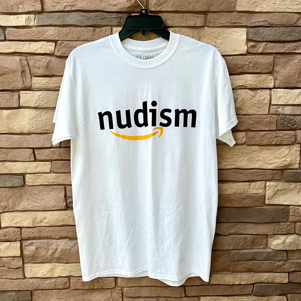 NUDISM Funny Parody T-Shirt Naturist Nudist Large